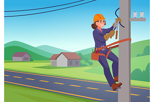Electricians. Female characters, an Illustration by Onyx
