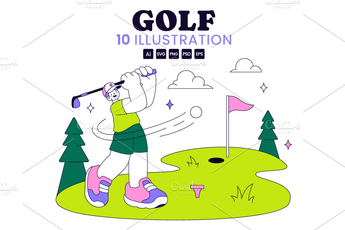 10 Golf Sport Vector Illustration, a Sport Illustration by denayunebgt (Photo 1 of 4)