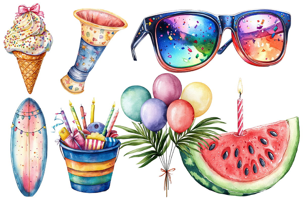 Summer Party Clipart, an Illustration by Designworld (Photo 3 of 6)