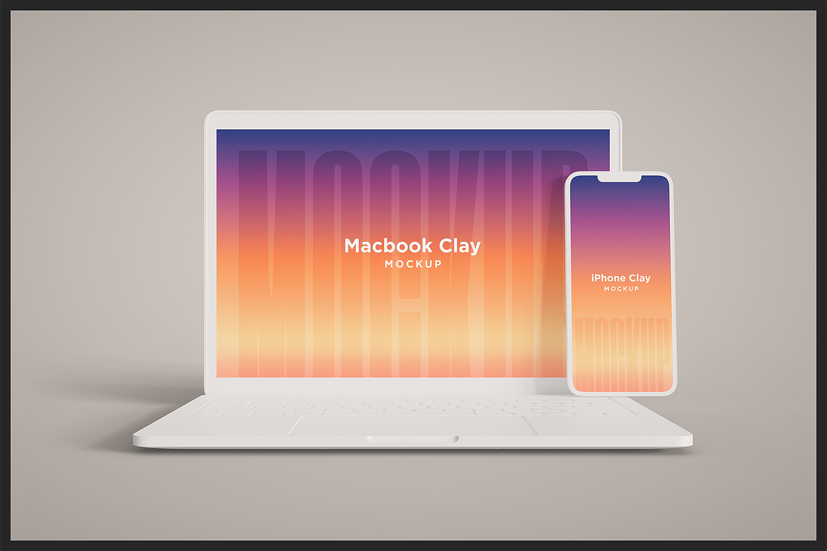 Macbook and iPhone Clay Mockup, a Mac Mockup by Muhazdinata (Photo 2 of 8)
