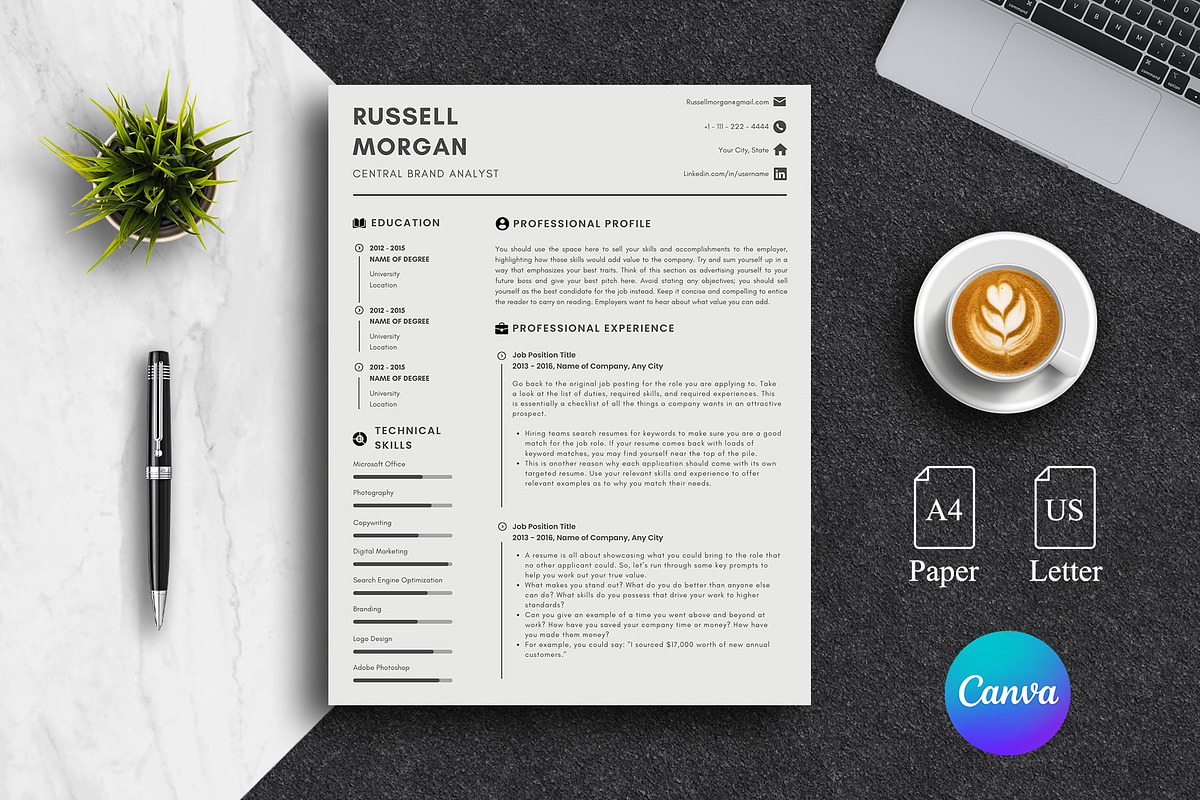 Neat Modern CV Template Pack | Canva, a Resume Template by Lux Resume (Photo 1 of 9)