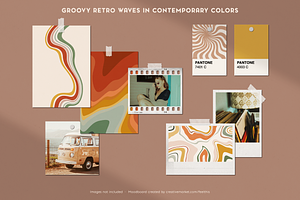 Retro 70s Waves Background Bundle