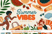 Summer Beach Clipart & Bikini Girls, a Person Illustration by Illustrations Lazarteva (Thumbnail 1 of 12)
