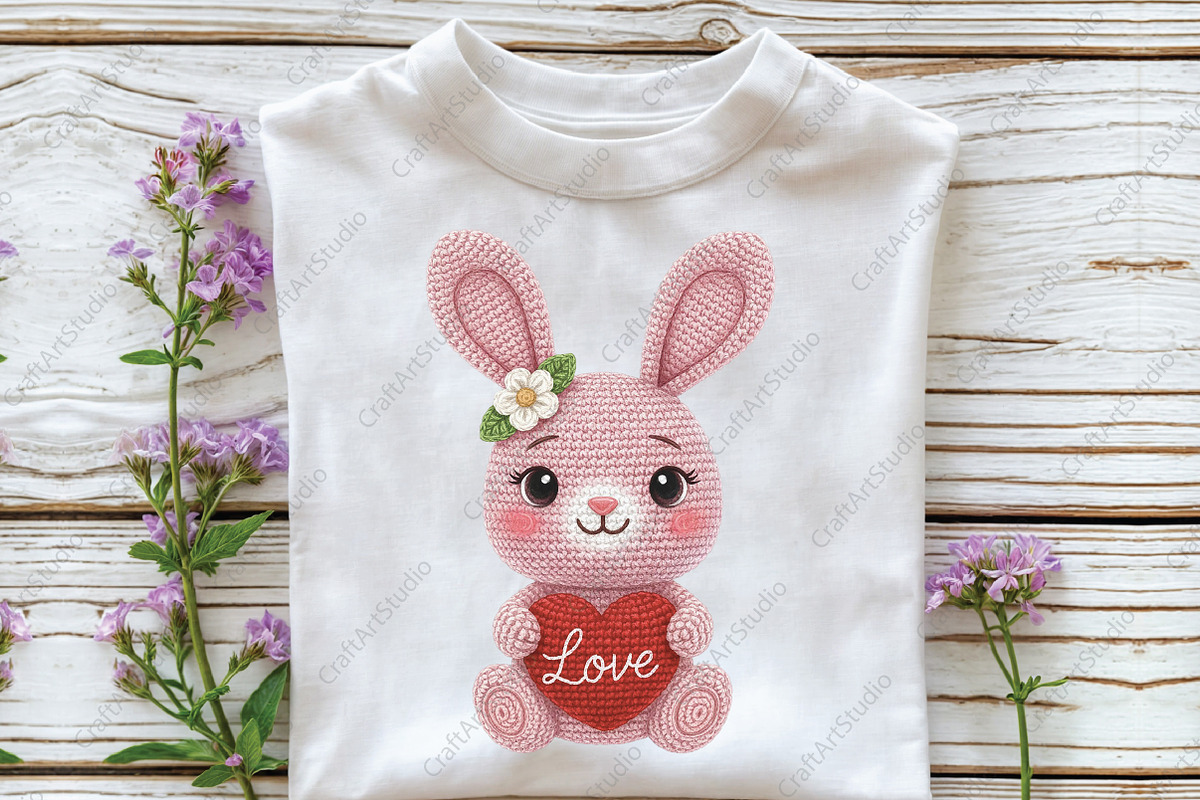 Crochet Faux Yarn Valentine Bunny, an Illustration by CraftArtStudio (Photo 3 of 4)