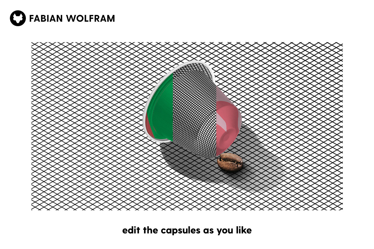 Coffee Capsule Mockup (Isometric), a Packaging Mockup by Fabian Wolfram (Photo 4 of 7)