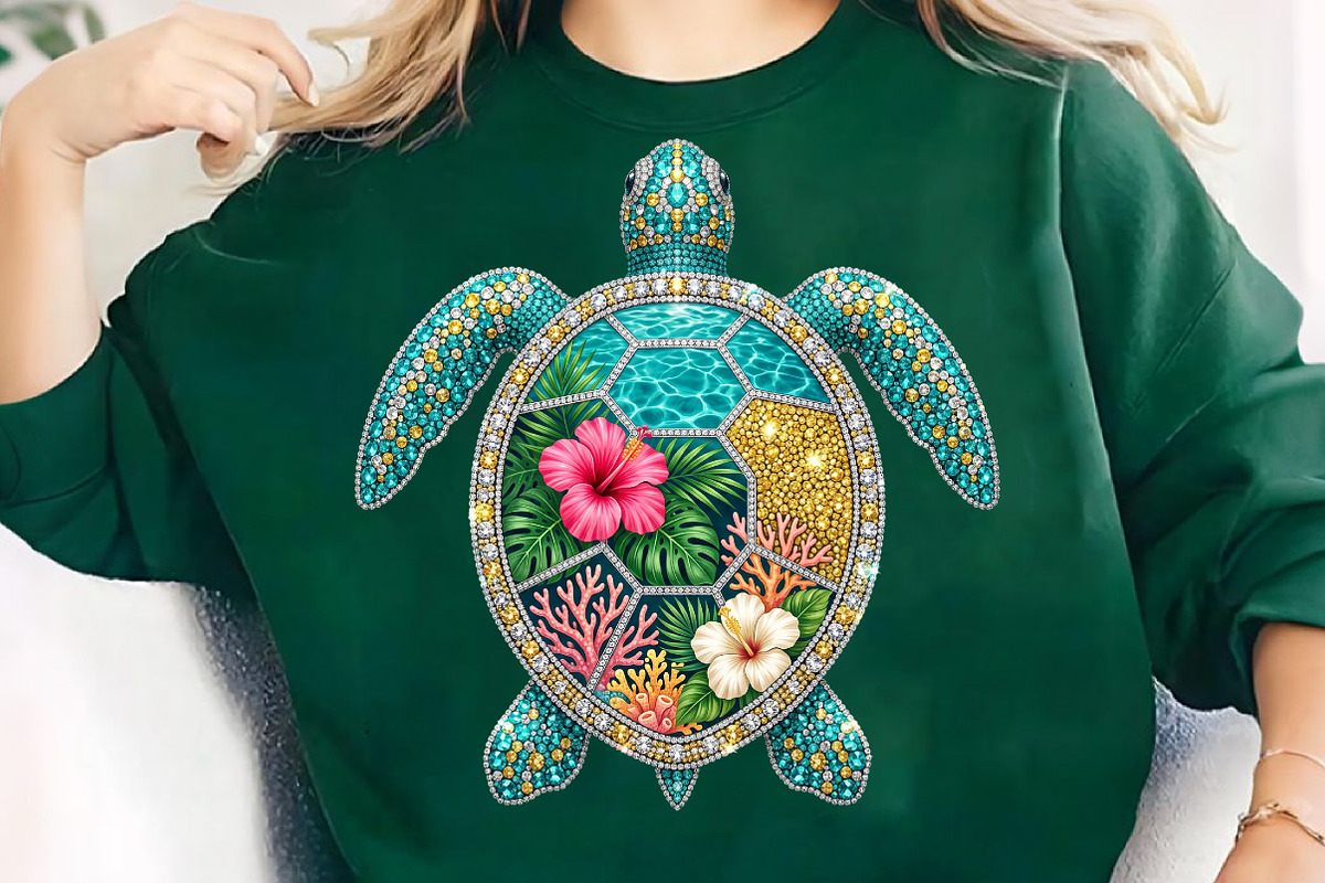 Sea Turtle PNG Rhinestone Summer, an Illustration by CreationArt (Photo 1 of 5)