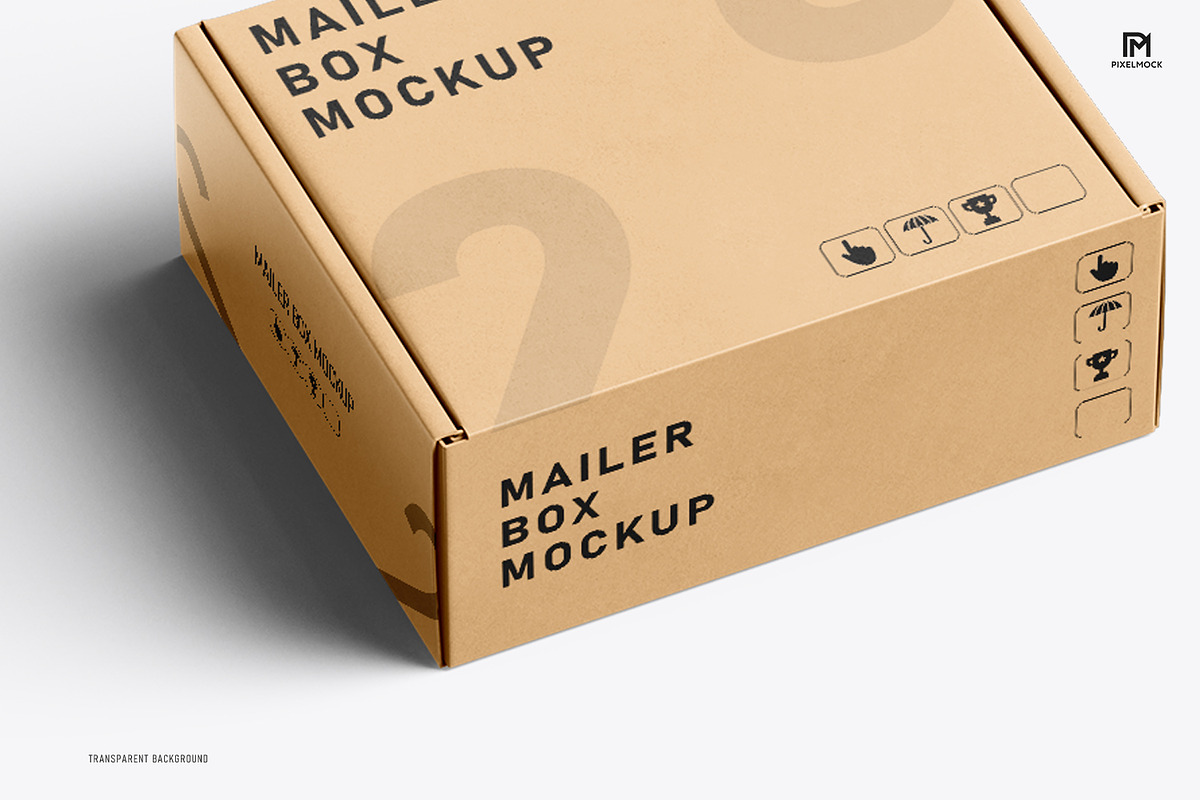 Square Kraft Mailer Box Mockup Set, a Packaging Mockup by pixelmock (Photo 7 of 19)