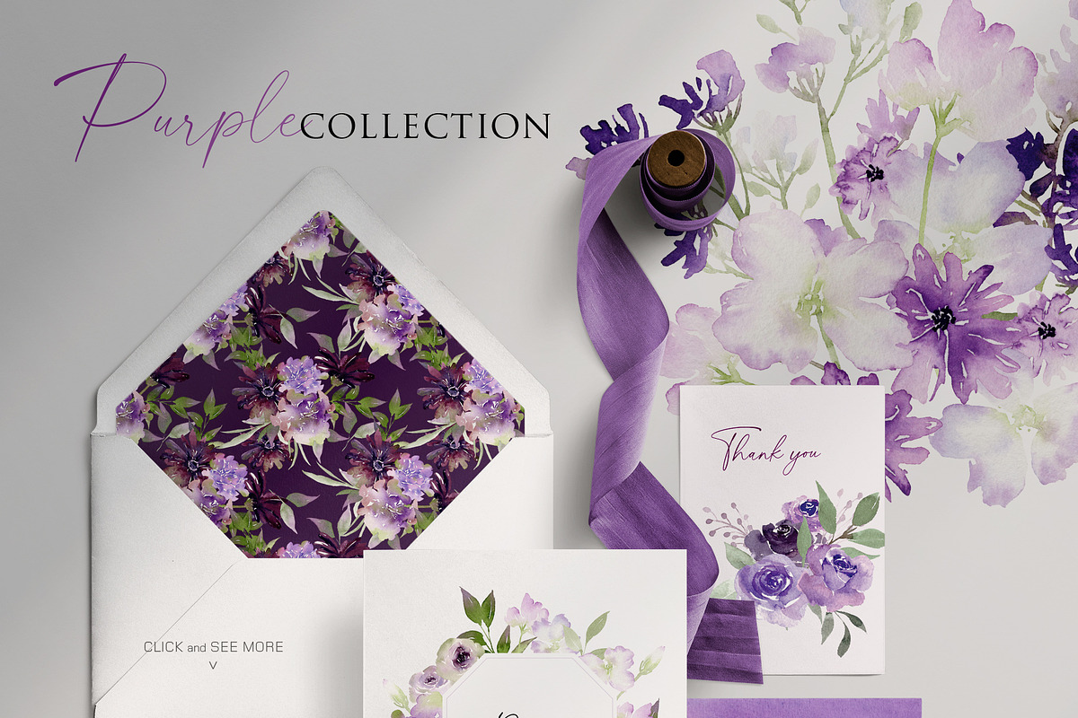 Watercolor Bundle -Purple Collection, an Illustration by Beigetime (Photo 2 of 8)