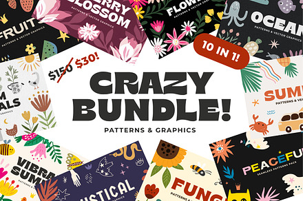 CRAZY BUNDLE graphics & patterns