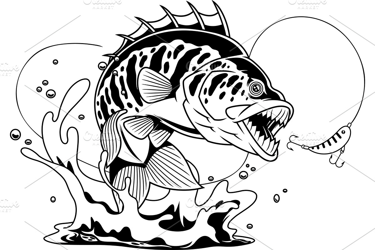 Monster Bass Fish Mascot, an Illustration by HitToon