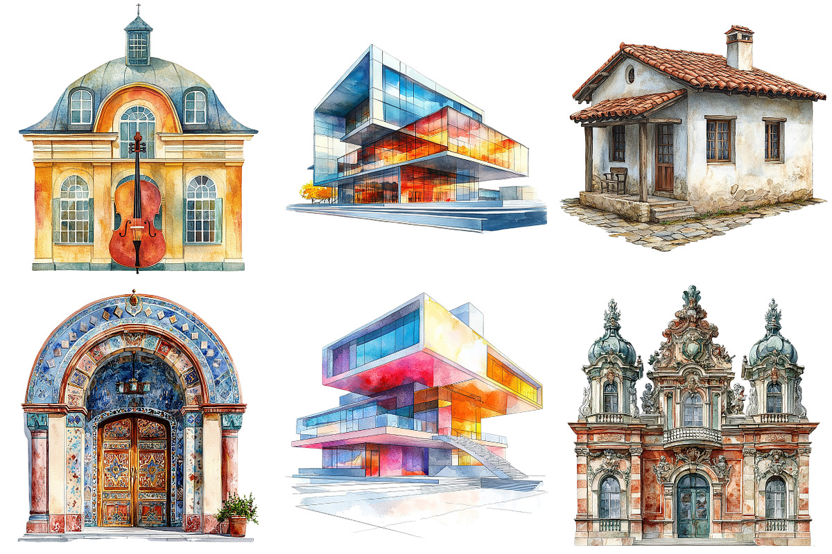 Museum Watercolor Clipart, an Illustration by Craft Nest (Photo 4 of 8)