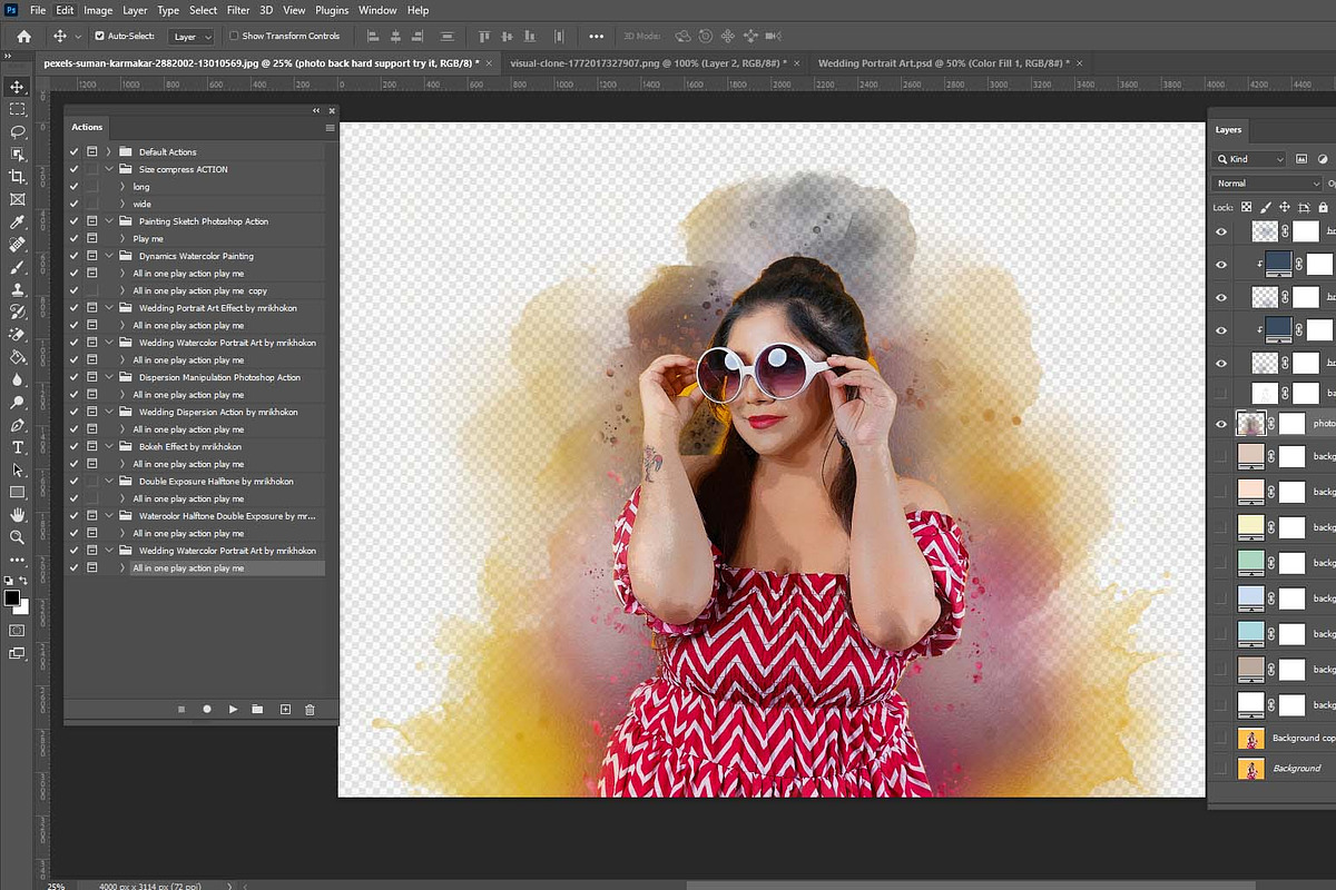 Wedding Watercolor Portrait Action, an Action Add-On by MRI STUDIO (Photo 4 of 12)