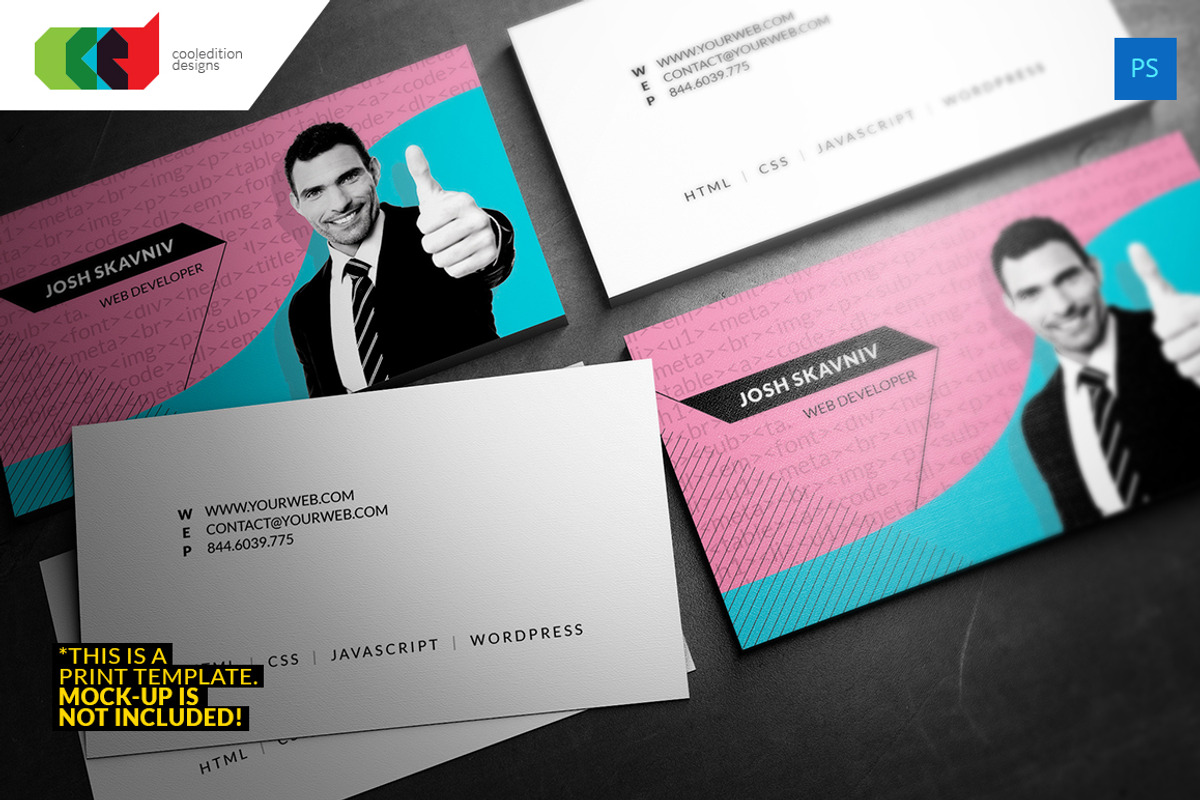 Web Developer - Business Card 50, a Business Card Template by Cooledition