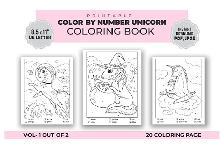 Unicorn Color by Number Book