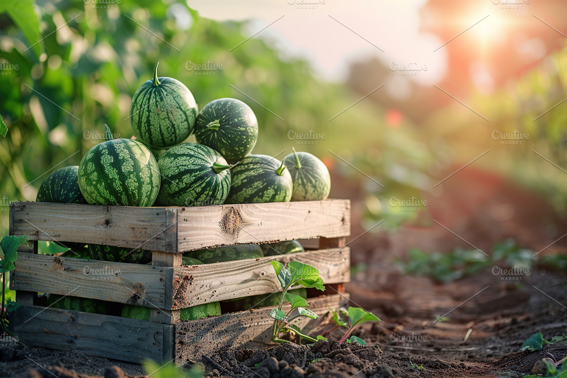 Watermelons in wooden crate, a Photo by AlyaAnd