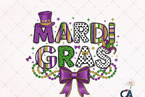 Glitter Mardi Gras Png Coquette Bow, an Illustration by Creative Art