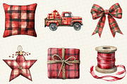 Plaid Christmas Watercolor Clipart, an Illustration by OK Design (Thumbnail 5 of 5)
