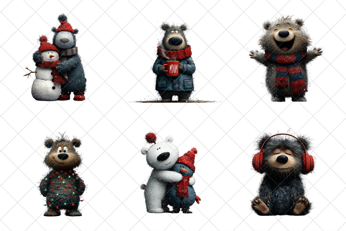 Black Teddy Bear Christmas Clipart, an Illustration by SinaCreation (Photo 3 of 7)
