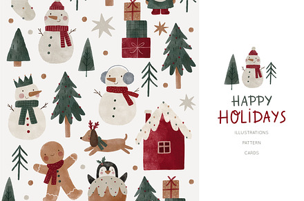 Cozy Watercolor Christmas Holidays, a Decorative Illustration by Little watercolor rainbow