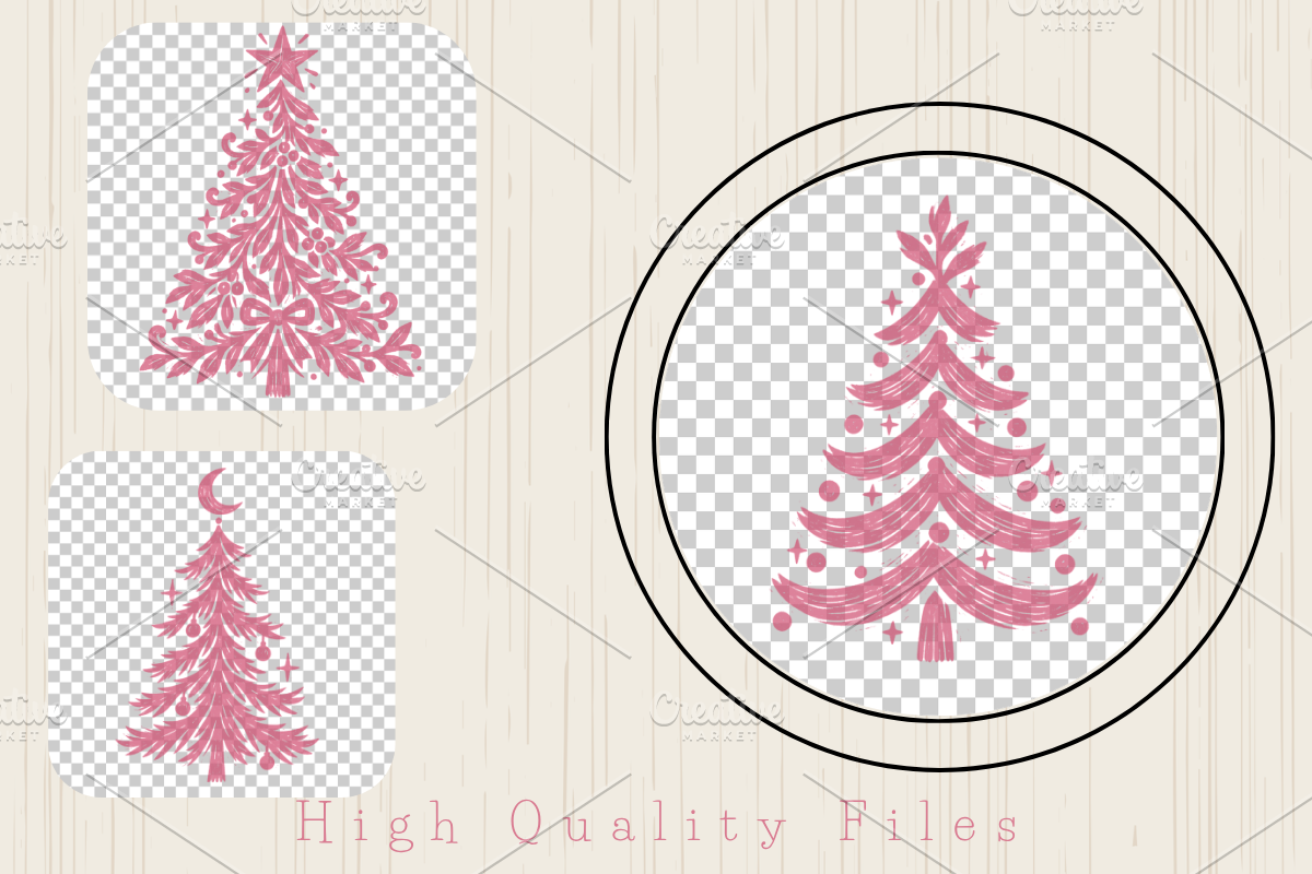 Pastel Christmas Trees PNG Bundle, a Decorative Illustration by Ink Gallery (Photo 3 of 12)
