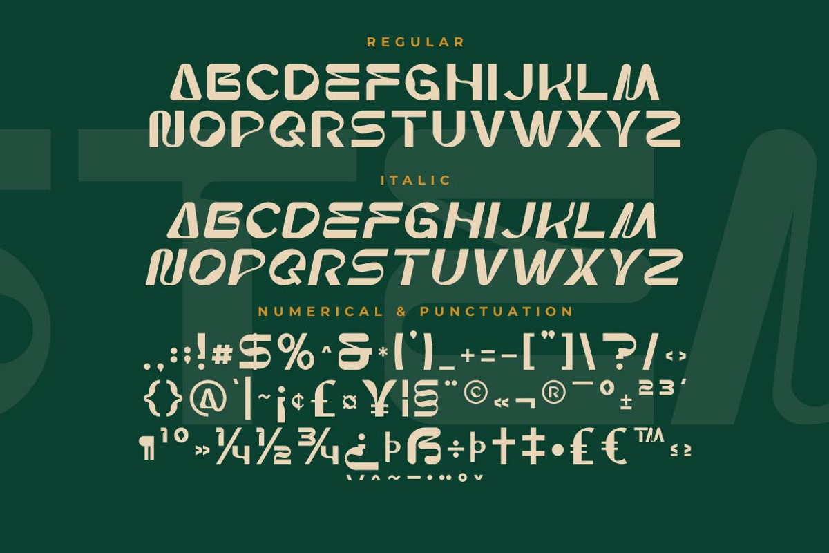 Estemo – Creative Display Font, a Sans Serif Font by Artiveko (Photo 2 of 6)