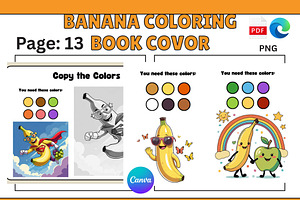 Banana Drawing Coloring book for kid, an Illustration by VectorArtPrintableDesign