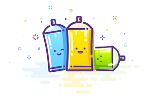 Illustration Of Cute Paint Cans