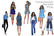 Girls in Denim - Dark Skin, a Person Illustration by Parinaz Wadia Design (Thumbnail 2 of 4)
