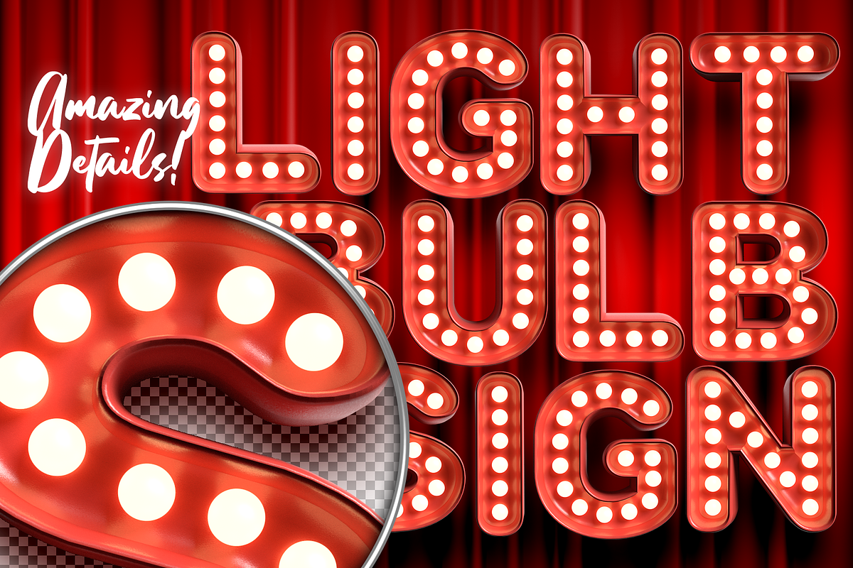 3D Lightbulb Sign Alphabet Kit, an Object Graphic by Weirdsgn Store (Photo 2 of 8)