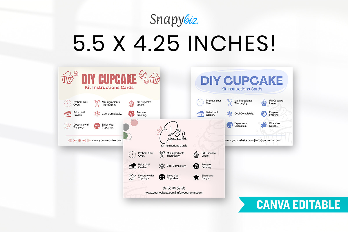 Cupcake Kit Instructions Guide Cards, a Card Template by Snapybiz (Photo 5 of 10)
