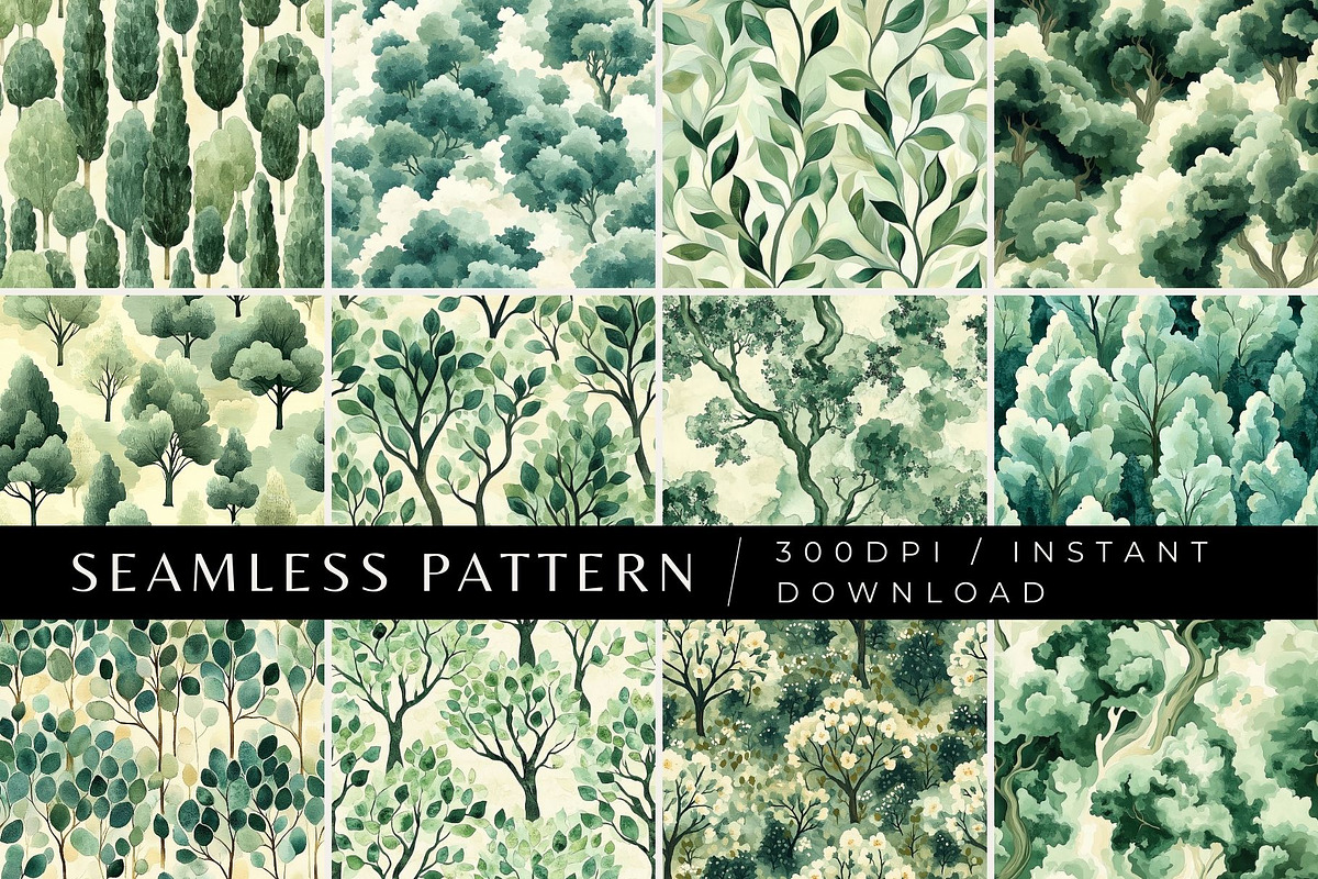 12 Brush and Bough Seamless Patterns, a Pattern Graphic by Inknfolly (Photo 1 of 7)