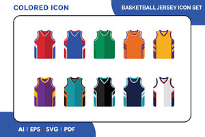 Basketball Jersey Colored Icon Set, a Duotone Icon by Fontmine Studio