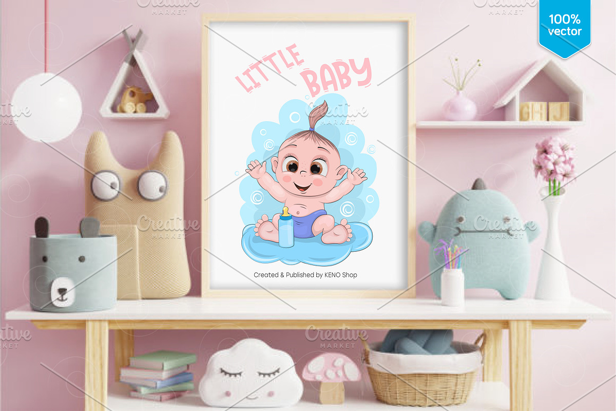 Cute little baby. Tshirt, PNG., a Person Illustration by KENO Mascots (Photo 3 of 5)
