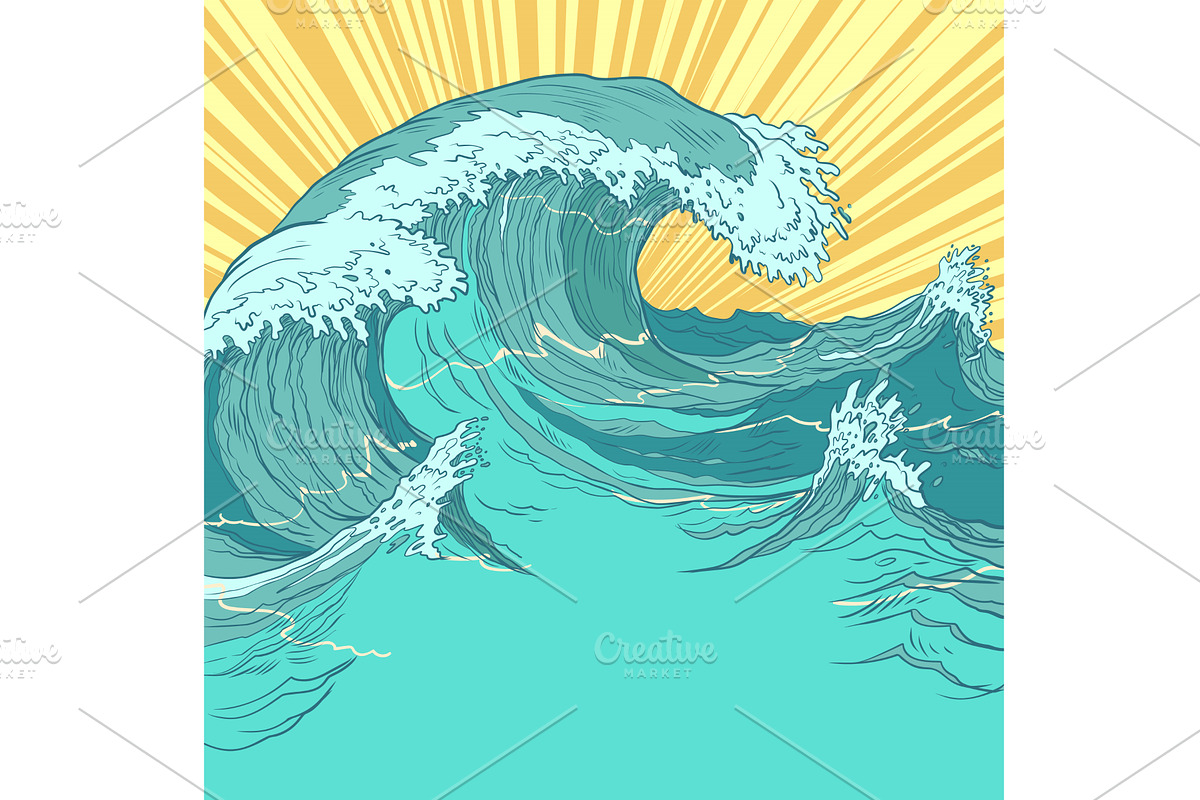 Blue waves against the background of, an Illustration by studiostoks