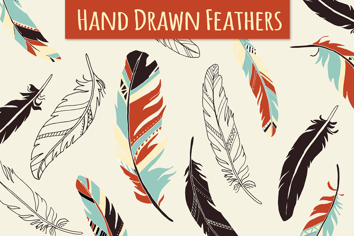 Feather Elements / Hand Drawn