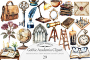 Watercolor Gothic Academia Clipart, an Illustration by Design Market (Thumbnail 1 of 4)