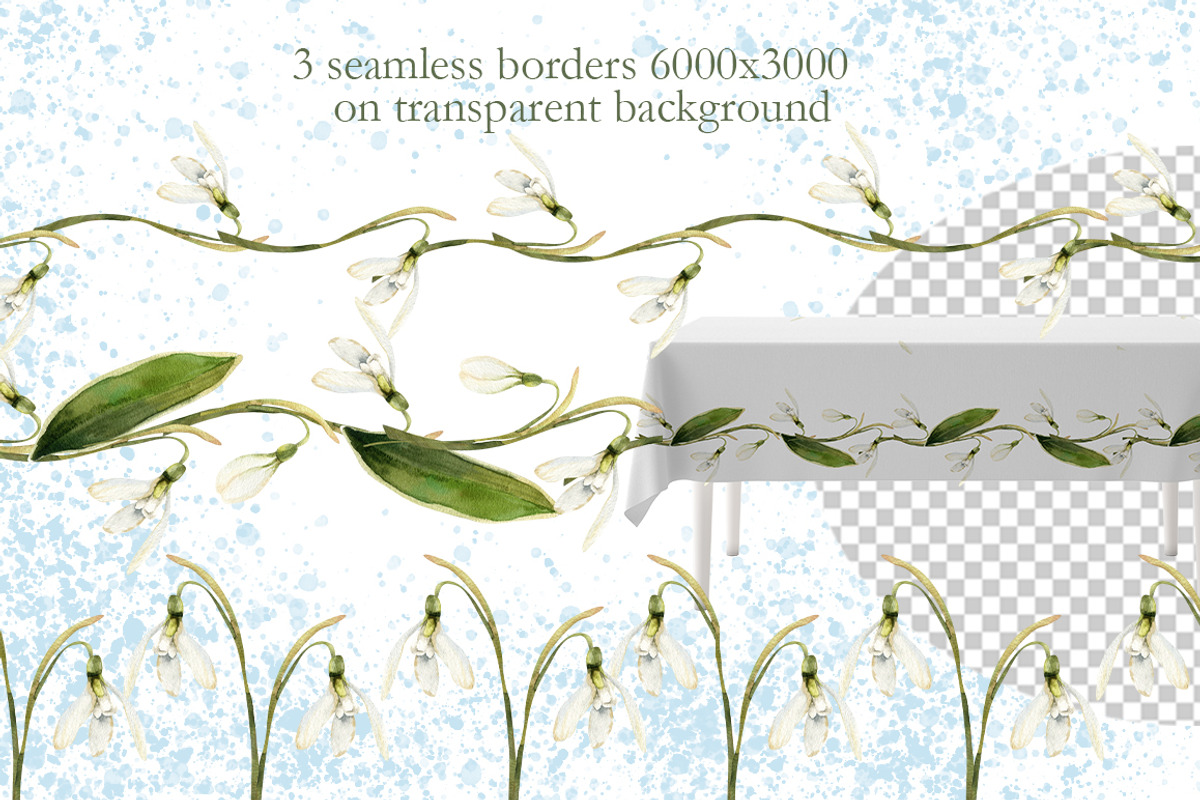 Snowdrops flowers watercolor clipart, a Decorative Illustration by Pegion art shop (Photo 9 of 11)
