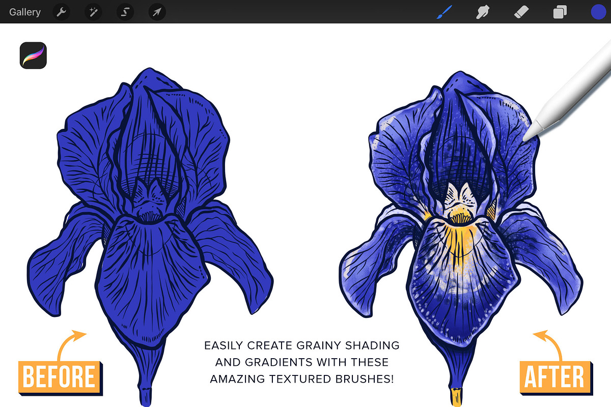33 Textured Finish Procreate Brushes, a Brush Add-On by Riveros Illustration (Photo 7 of 10)