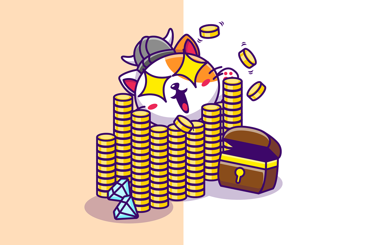 Cute Cat On A Pile Of Treasure, a Finance Illustration by Artstorystudio (Photo 2 of 3)