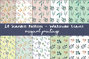 Watercolor Seamless Pattern Leaves, a Pattern Graphic by MaraquelaStudio (Thumbnail 1 of 4)