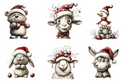 Cute Animals Christmas Clipart, an Illustration by CreationArt (Thumbnail 2 of 5)