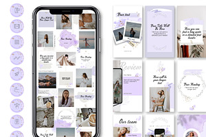 Lilac Puzzle CANVA IG Template N61