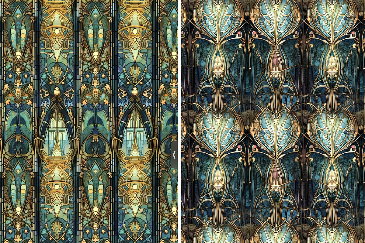 Seamless patterns with stained glass, a Pattern Graphic by Bubert Art