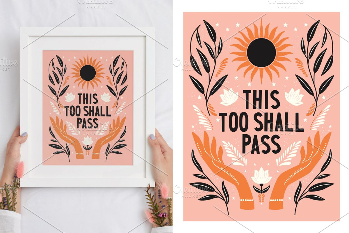 This Too Shall Pass Poster Design, a Decorative Illustration by Blue Lela Design (Photo 2 of 3)
