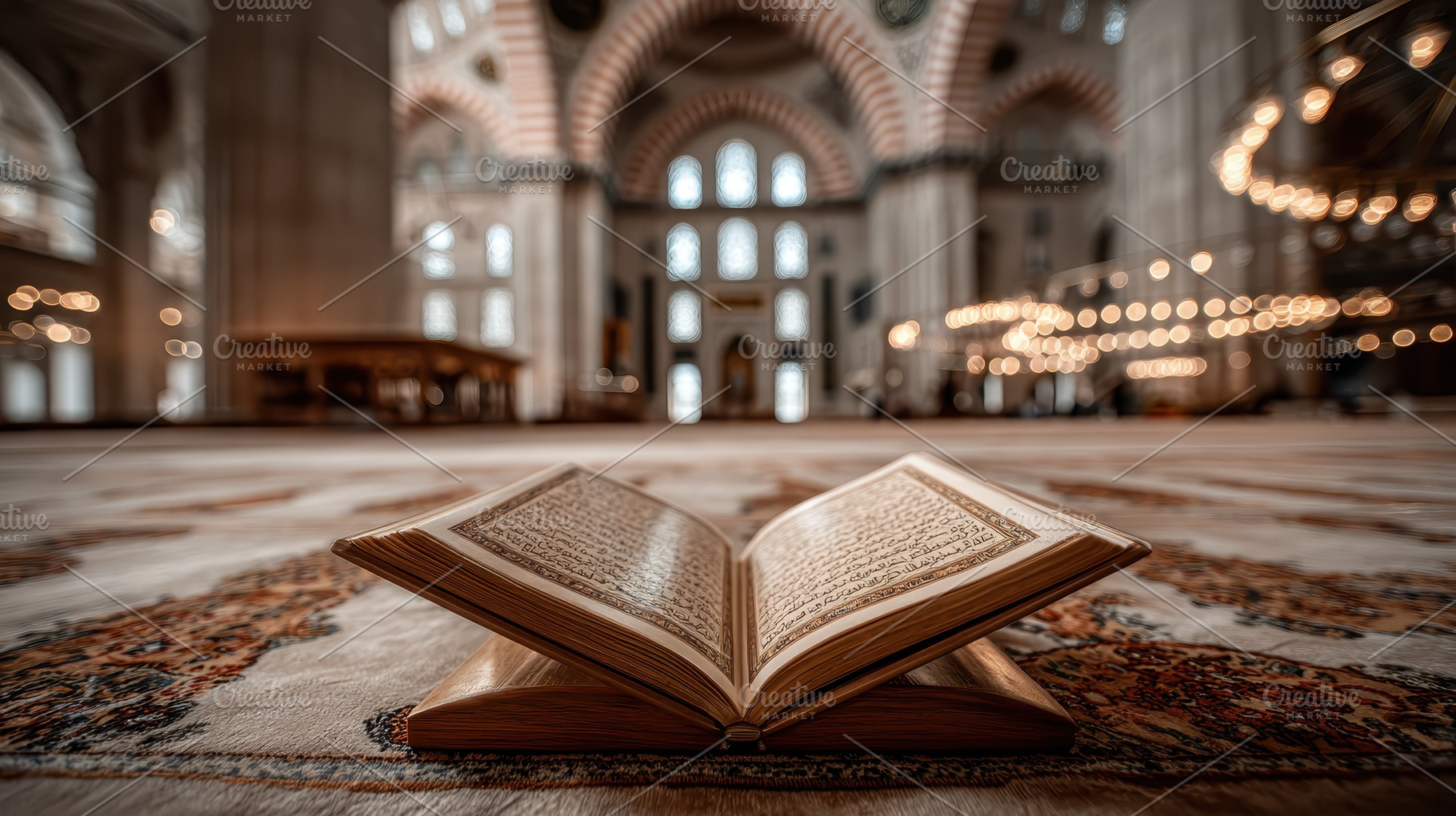 Quran in a Mosque Peaceful Atmospher, a Photo by Pixeness Studio