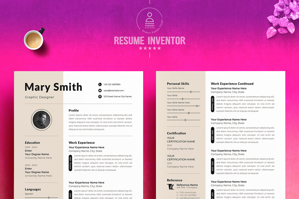 Colorful Resume with Infographic, a Resume Template by ResumeInventor (Photo 2 of 6)