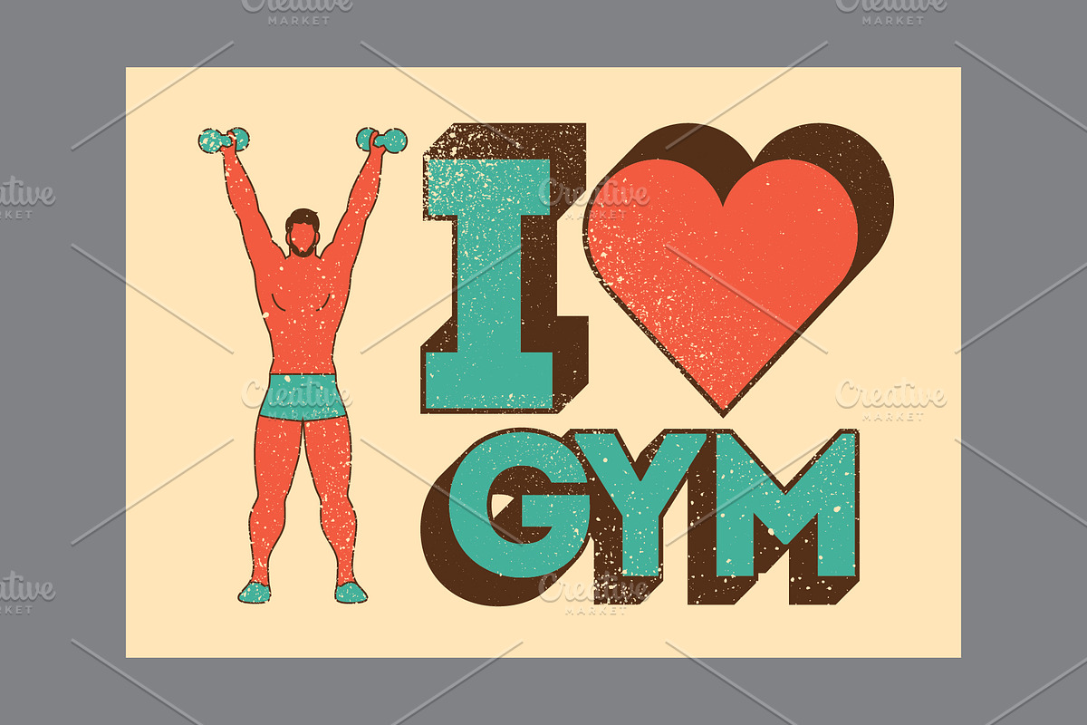 I Love Gym. Vector poster set., a Sport Illustration by PoPaShop (Photo 2 of 7)