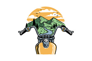 Adventure of a rider in the mountain, a Transportation Illustration by gunaonedesign