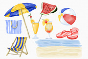 Watercolor Summer Beach Set, an Illustration by MiracleArtAndDesign (Thumbnail 3 of 4)