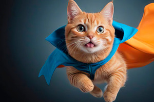 Cute ginger tabby cat dressed as sup, an Animal Photo by TatsianaSalauyova